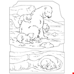 Polar Bear Is Walking On The Ice Coloring Page 