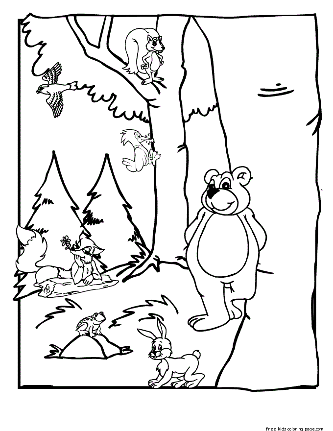 forest coloring pages with animals forest habitat coloring pages 