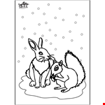 Squirrel And Rabbit - Winter Animals 
