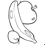 Fruit Coloring Page Apple Banana Peach