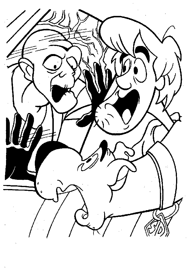 shaggy say hi to zombie coloring page | kids coloring page