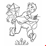 Spring Coloring Pages - Kids Spring Flying A Kyte Coloring Page  