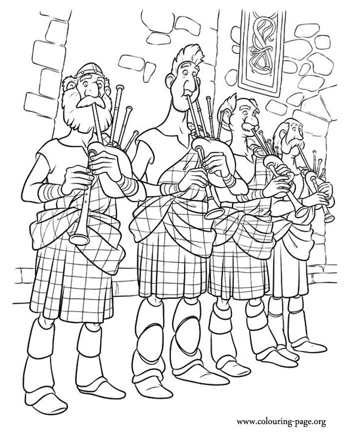 brave - scots playing gaita coloring page
