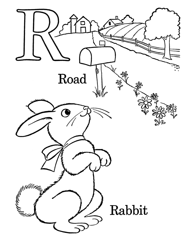 bluebonkers free printable alphabet coloring pages - letter r