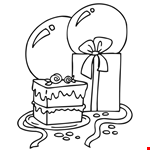Simple Birthday Decoration Coloring Page
