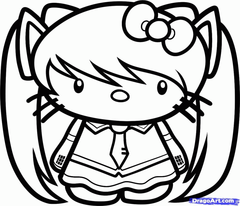 coloring pages emo hello kitty | online coloring pages