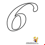 Classic Number Six Cursive Letter Coloring Page