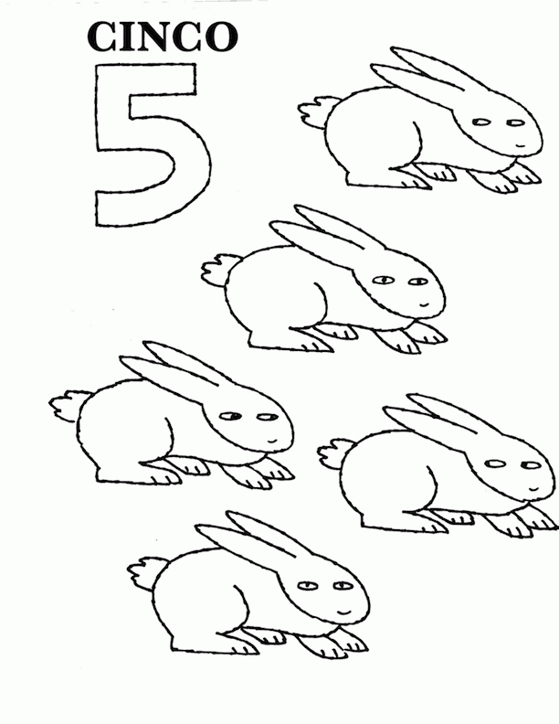number 5 cinco spanish counting coloring page