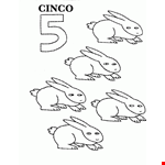 Number 5 Cinco Spanish Counting Coloring Page