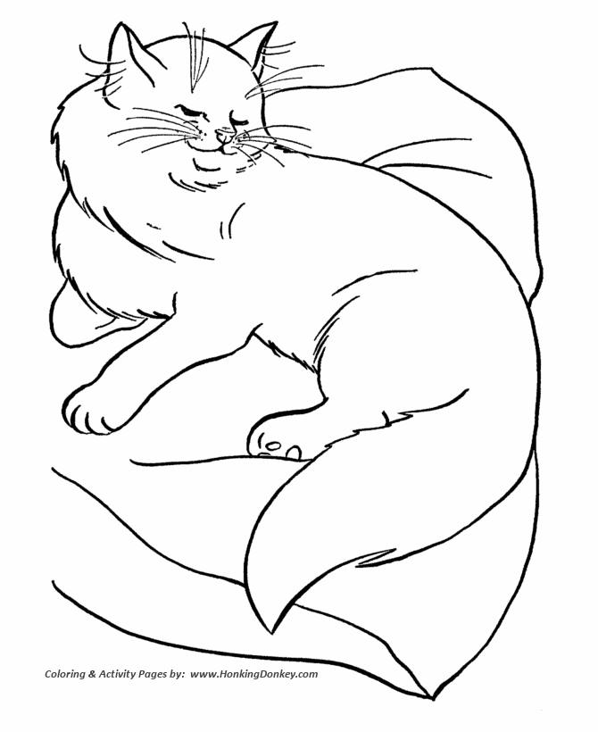 sleeping cat coloring sheet