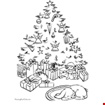 Christmas Tree Cartoon Line Clipart