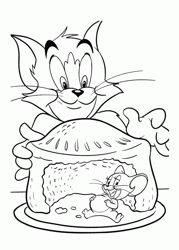 printable tom and jerry are looking to catch jerry coloring page 