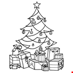 White Christmas Tree Line Clipart