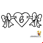 Valentine 6 Hearts Alphabets Coloring Page