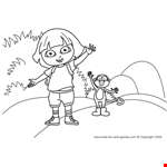 Dora & Boots Smiling and waving in the hills printable coloring sheet