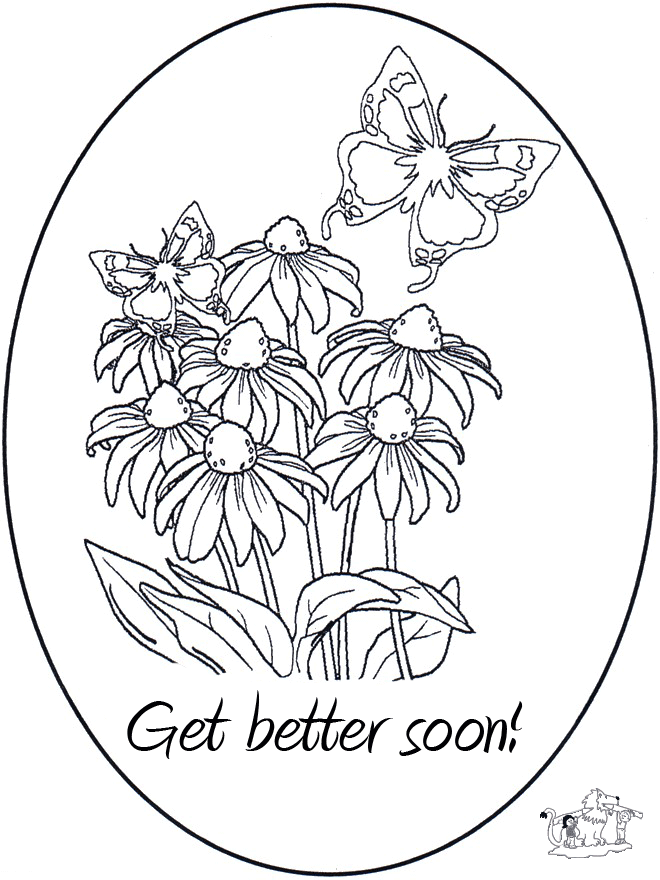 get well soon card colouring pages