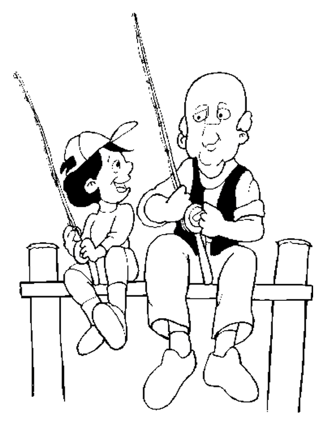 grandpa fishing colouring pages