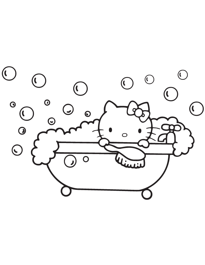bubble bath hello kitty coloring page | free printable coloring pages