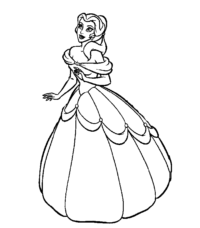 princess belle coloring pages for kids 734 | free printable 