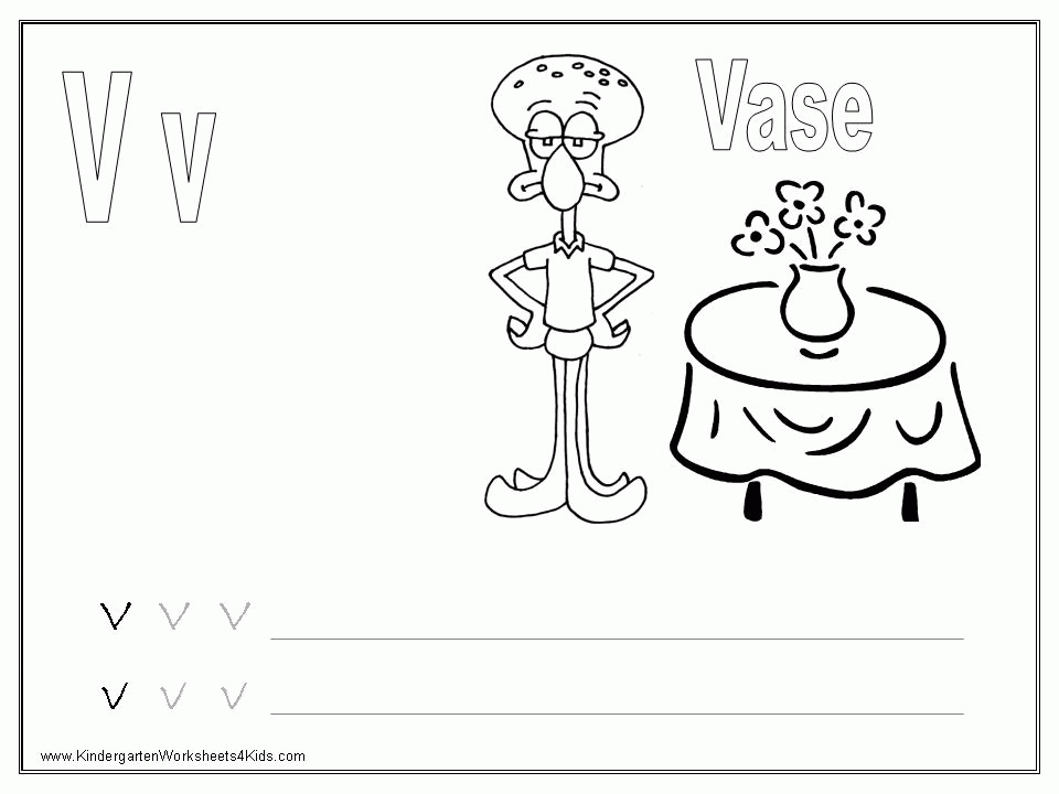 spongebob alphabet coloring page (v)