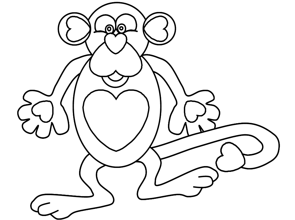 cartoon monkey colouring page