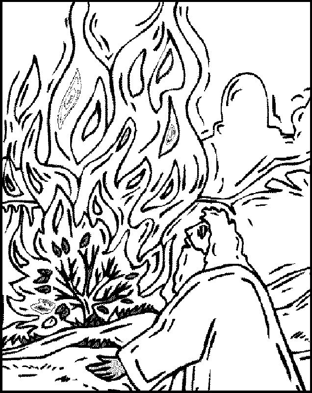 free moses burning bush coloring page