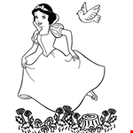 Beautiful Snow White with Peace Dove Coloring Page