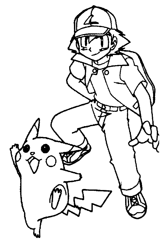 free ash pikachu drawing page