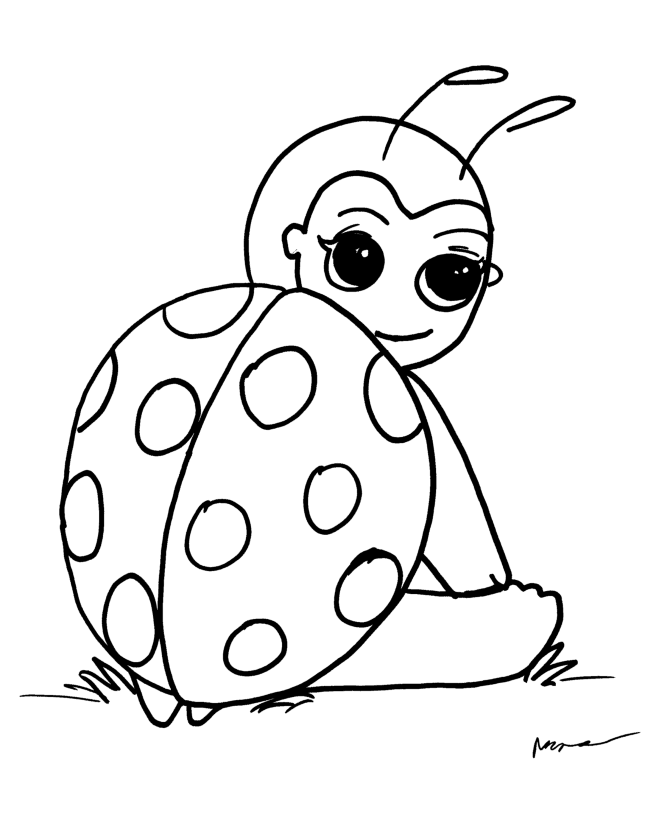 anime lady bug lady bird coloring page kids