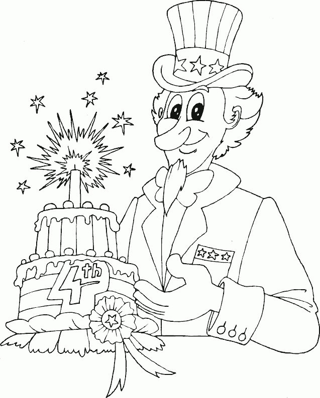 uncle sam cake fourth of july coloring picture