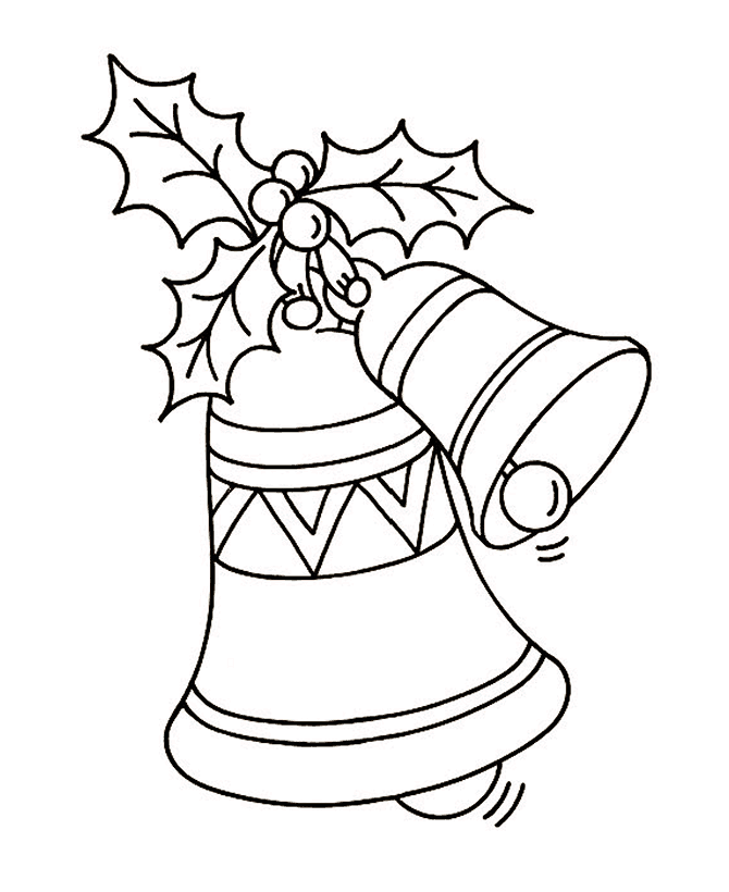 christmas bell line clipart