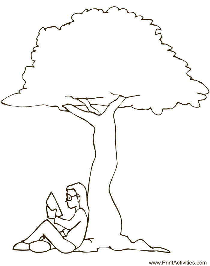 summer coloring page nap by the tree stump