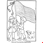 USA Flag holding up proudly Coloring page for Kids