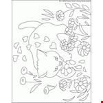 Little Kitten Plays With Flowers Coloring Picture HD For Kids