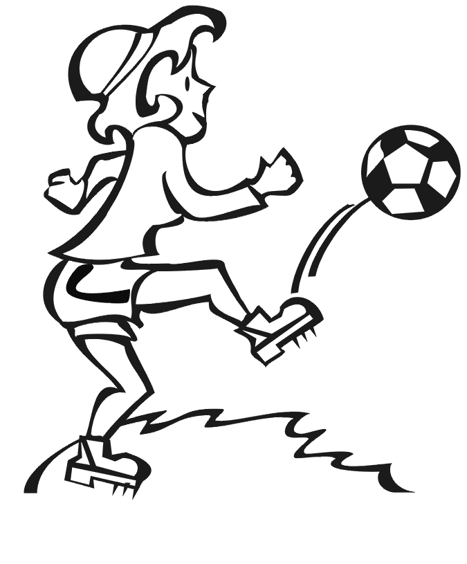 soccer coloring page | woman soccer player