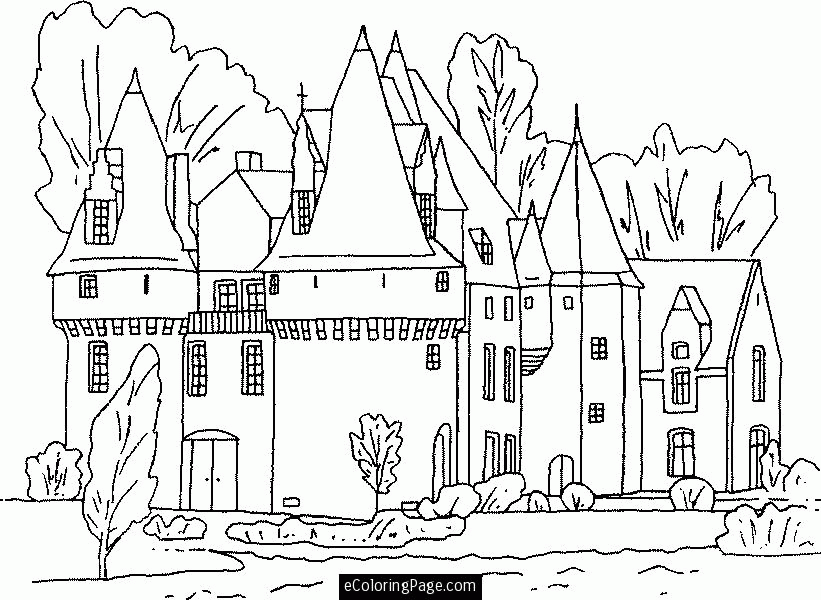 european castle printable coloring page | ecoloringpage.com 