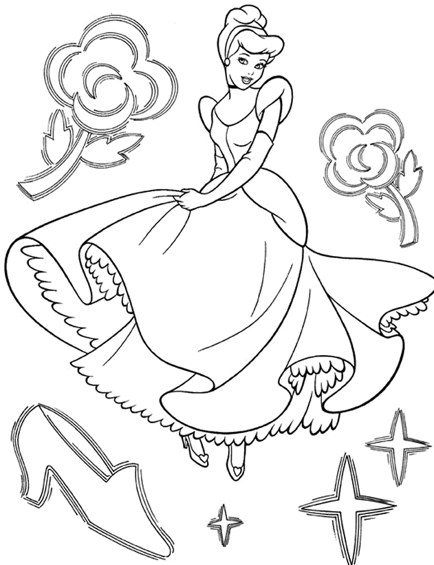 cinderella coloring paper for girls --- can print