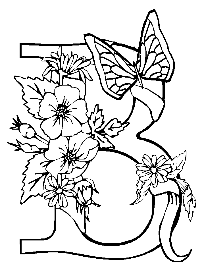 floral alphabet drawing page