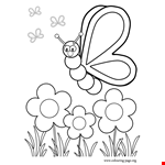 Butterflies - A Beautiful Butterfly Watching The Flowers Coloring Page