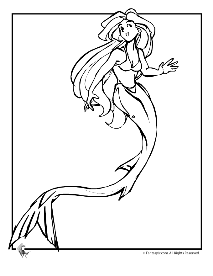 cute mermaid line drawing