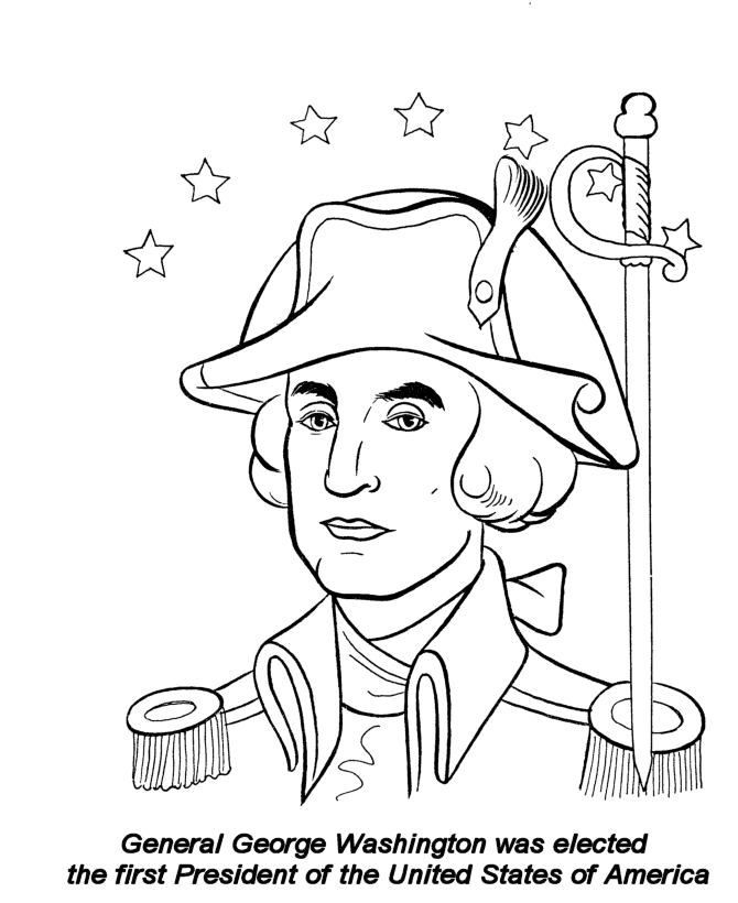 july 4th coloring pages - george washington - first president 