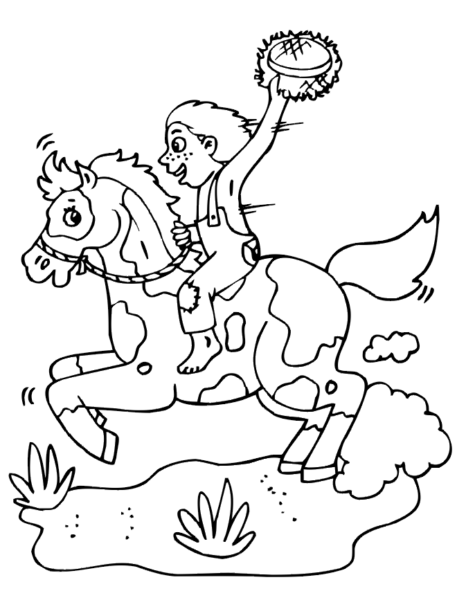 horse riding coloring page