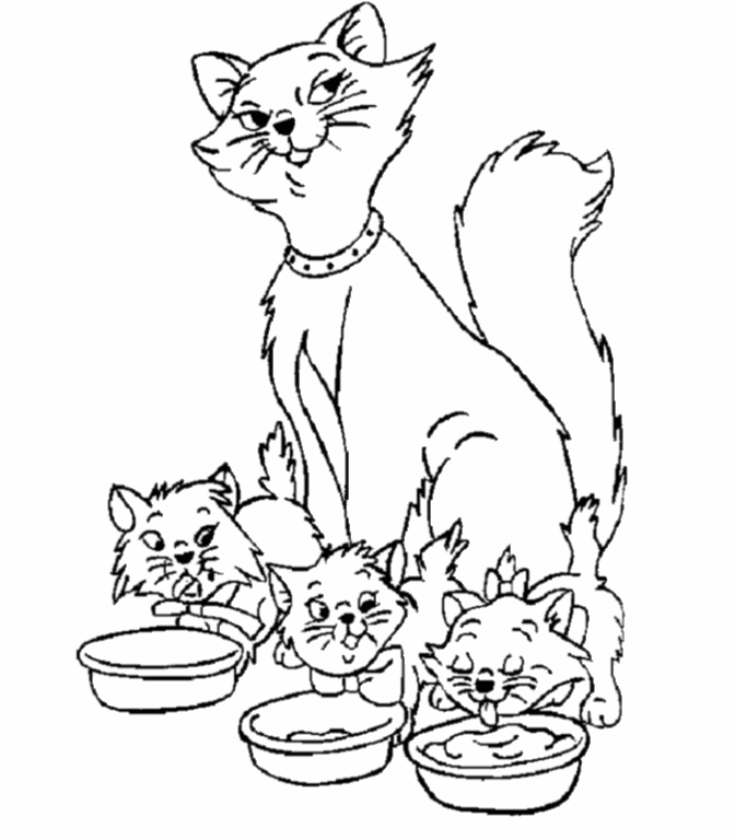 cat family line coloring