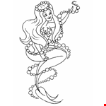 Beautiful Mermaid with pearls Coloring Page