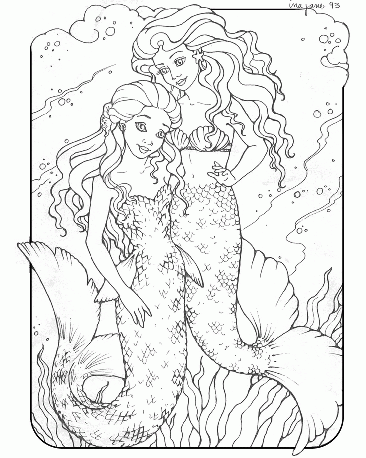 mermaids | colouring in pages
