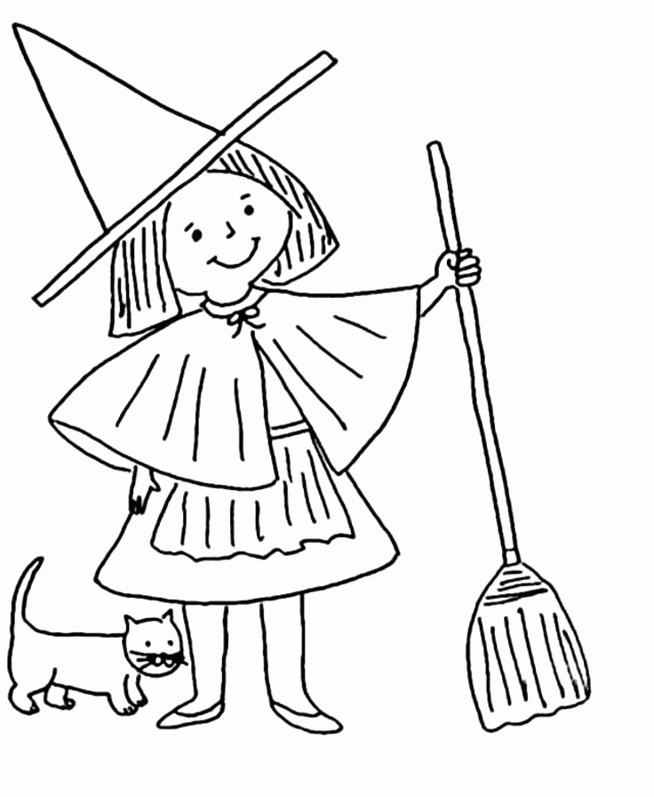 the little witch style coloring page |halloween coloring pages 