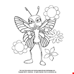 Cartoon Butterfly With Flowers - Free Coloring Pages For Kids