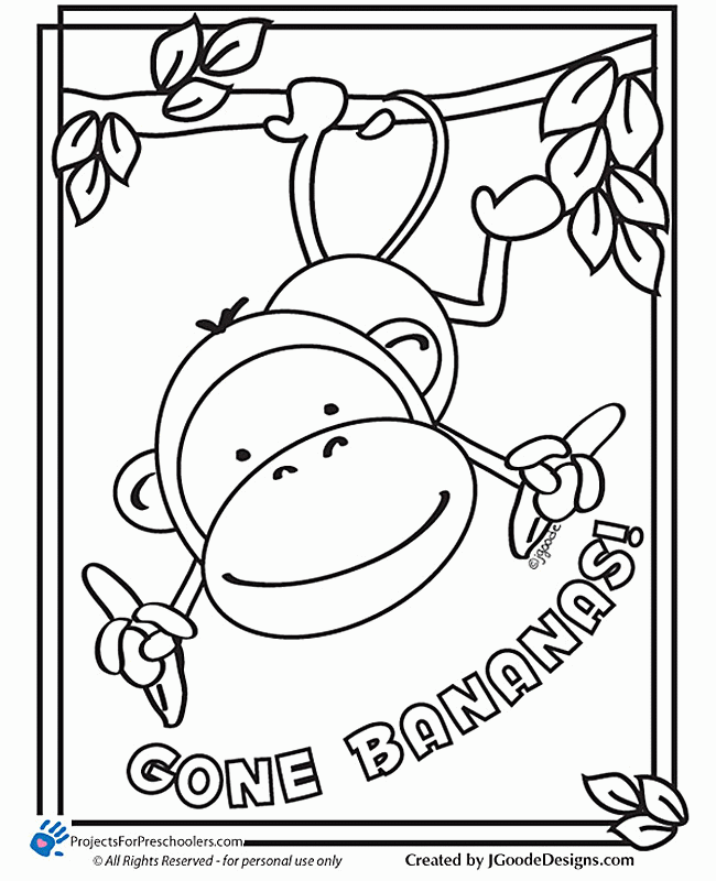 free printable monkey coloring page - from projectsforpreschoolers.