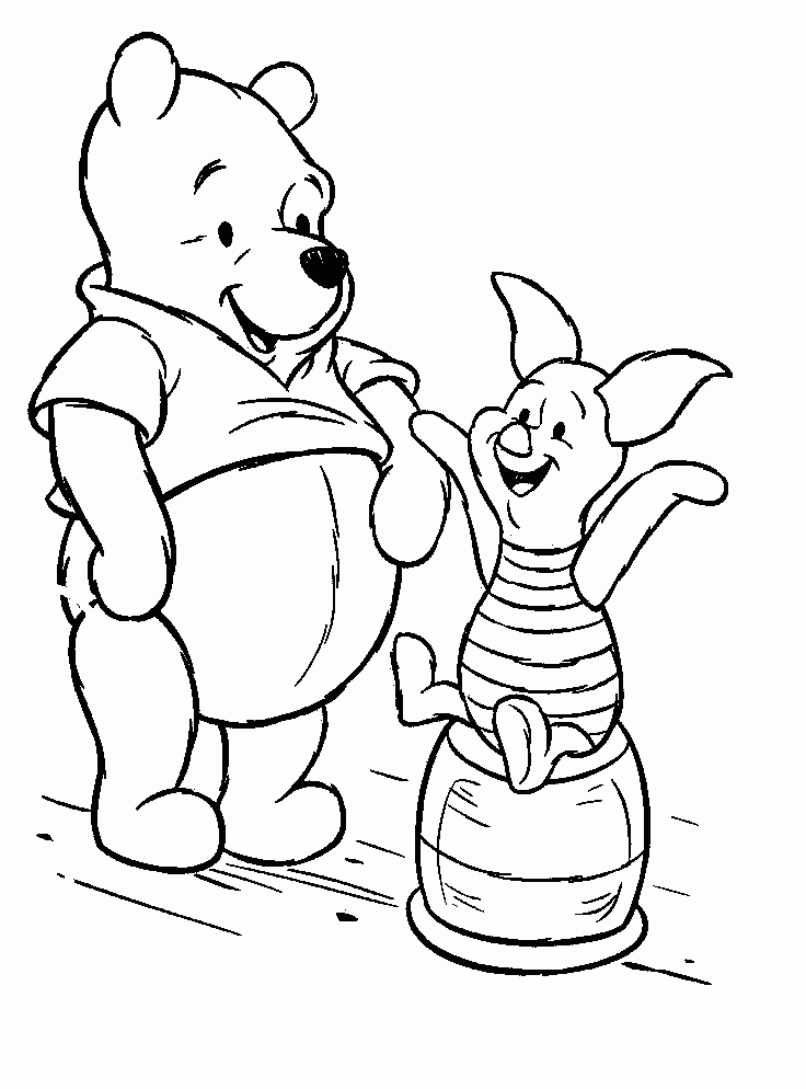 winnie the pooh piglet laugh look love coloring pages - winnie the 
