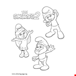 The Smurfs - Smurfette, Clumsy And Papa Coloring Page 